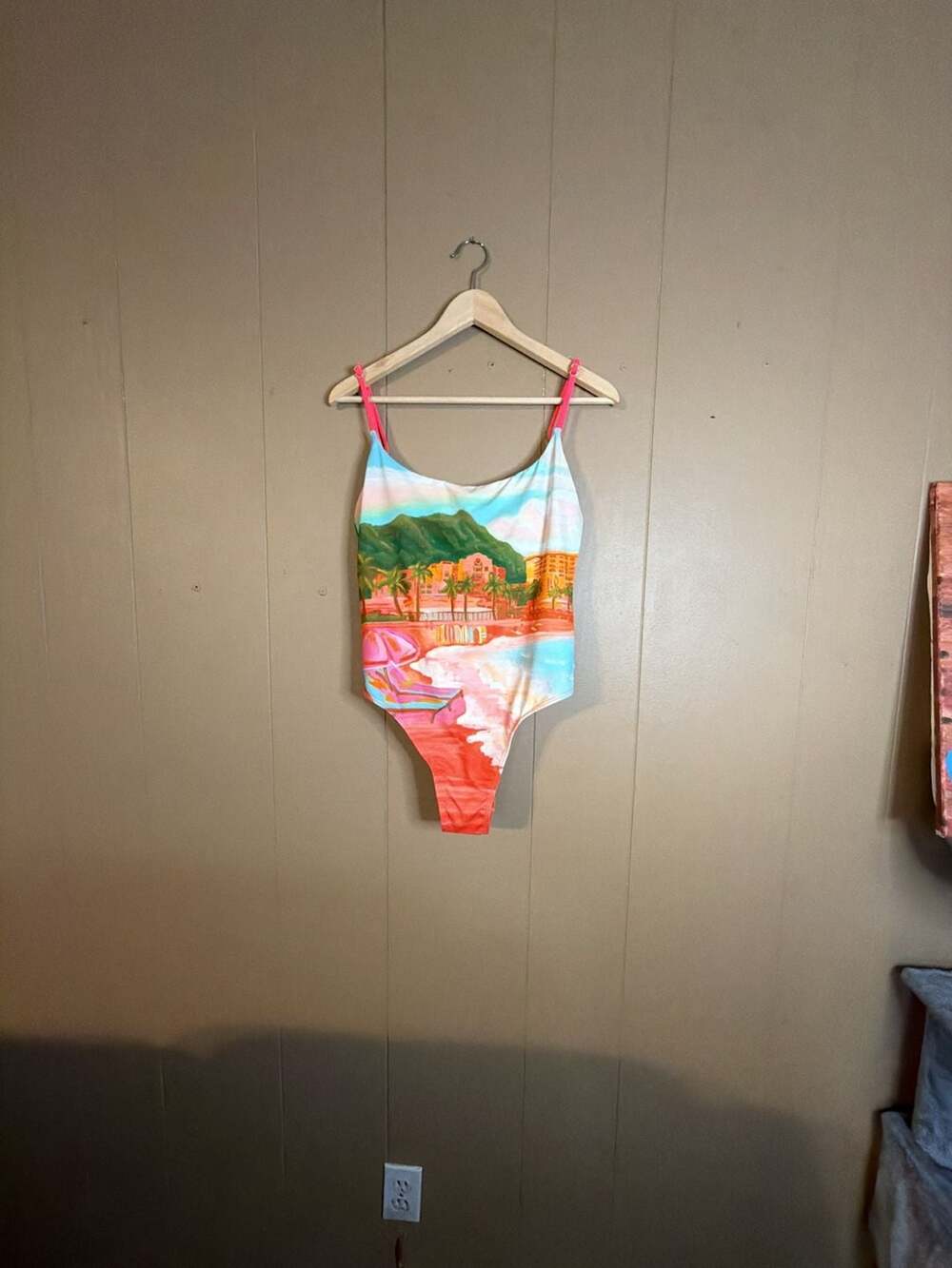 Cotton On Body Thin Strap Low Scoop One Piece Swimsuit Size L